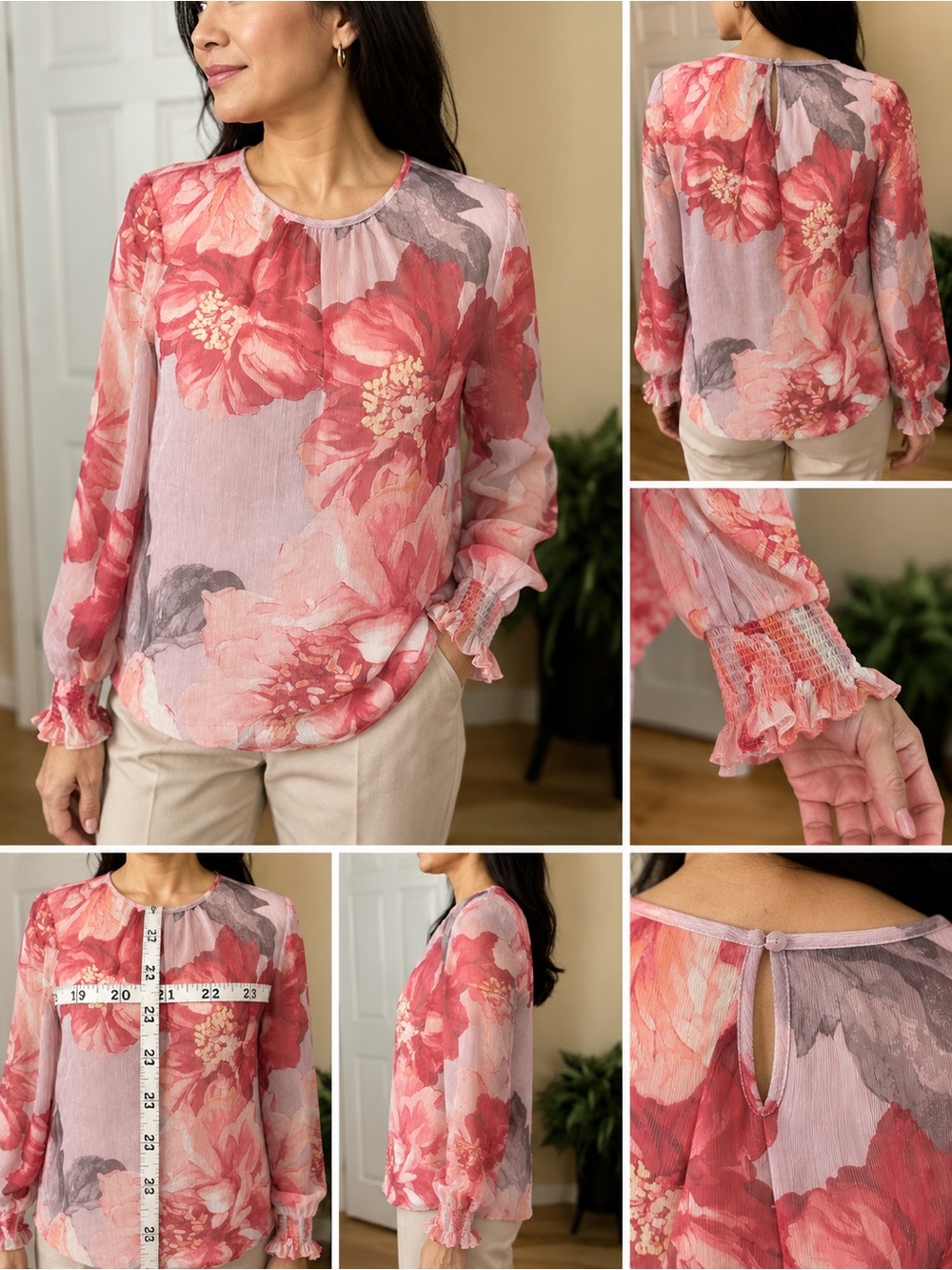 Tahari Arthur S. Levine Floral Blouse – Size Medium